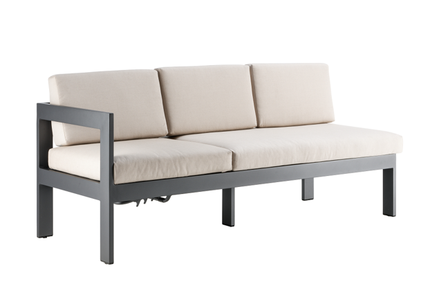 Livorno Banc de lounge dînatoire 3 places droite aluminium