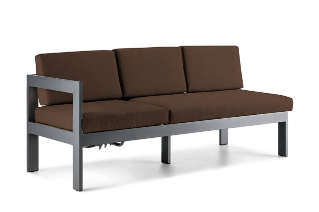 Livorno 3er Dininglounge Bank rechts Aluminium