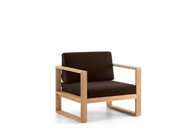 Madeira Fauteuil lounge avec accoudoirs bois