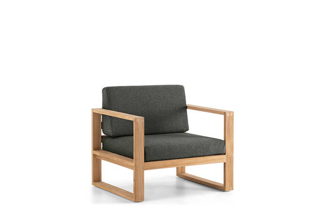 Madeira Fauteuil lounge avec accoudoirs bois