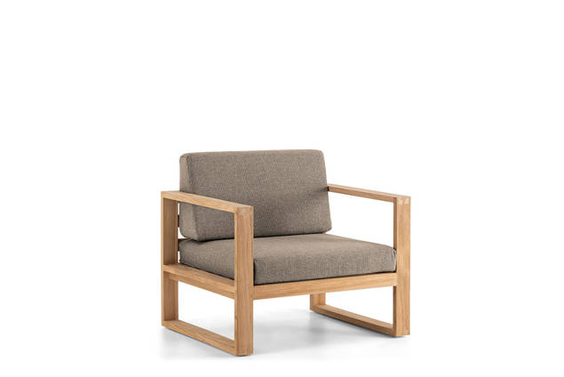 Madeira Fauteuil lounge avec accoudoirs bois