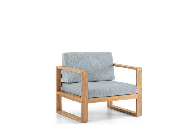 Madeira Fauteuil lounge avec accoudoirs bois