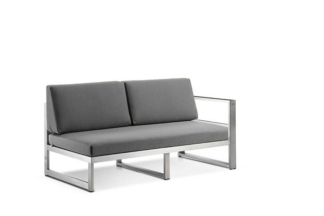Rubin 2er Loungebank links Edelstahl