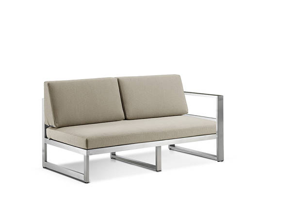 Rubin 2er Loungebank links Edelstahl