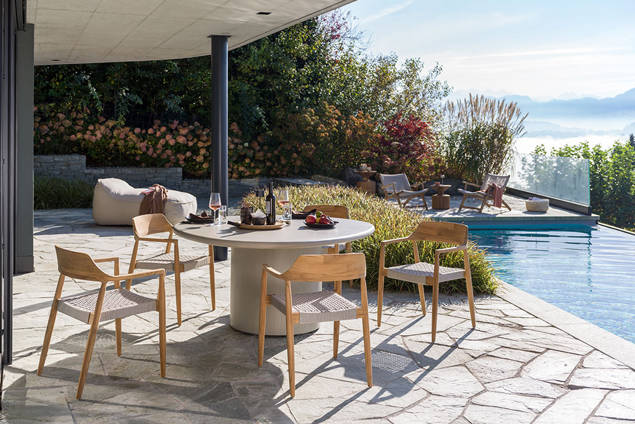 Matera Gartentisch Set Beton/Holz