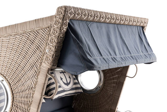 Kampen Strandkorb XL Set Rattan/Holz 8