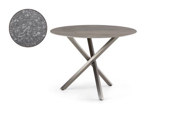 Alaska Table de jardin ronde acier inoxydable 90x90 cm