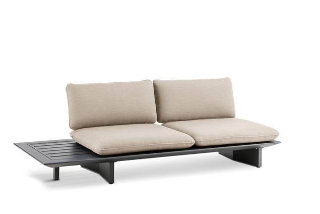 Manhattan Banc lounge 2 places avec table d'appoint aluminium