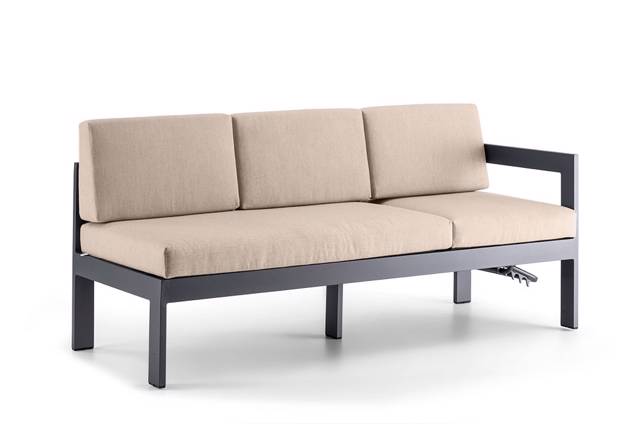 Livorno Banc de lounge dînatoire 3 places gauche aluminium