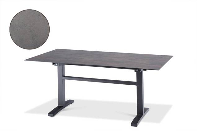 Island Table de jardin aluminium, avec roulettes 140x90 cm