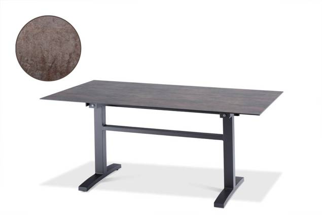 Island Table de jardin aluminium, avec roulettes 140x80 cm