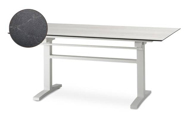 Island Table de jardin aluminium, avec roulettes 160x90 cm
