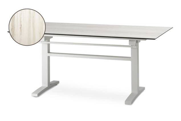 Island Table de jardin aluminium, avec roulettes 140x90 cm
