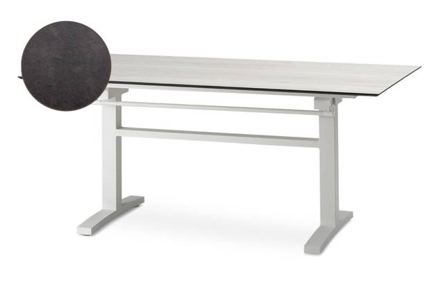 Island Table de jardin aluminium, avec roulettes 140x80 cm