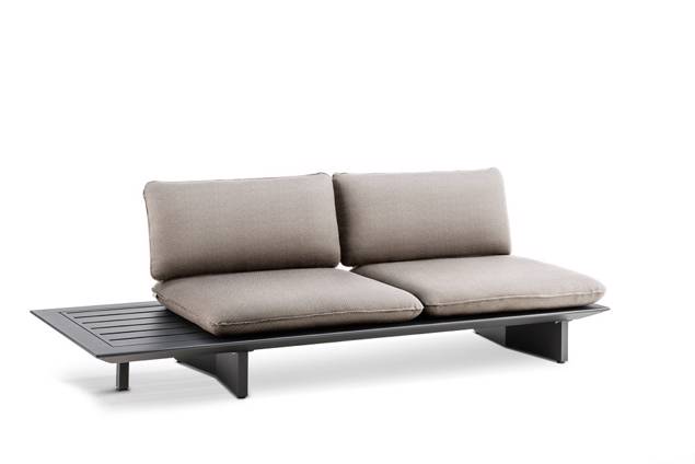 Manhattan Banc lounge 2 places avec table d'appoint aluminium