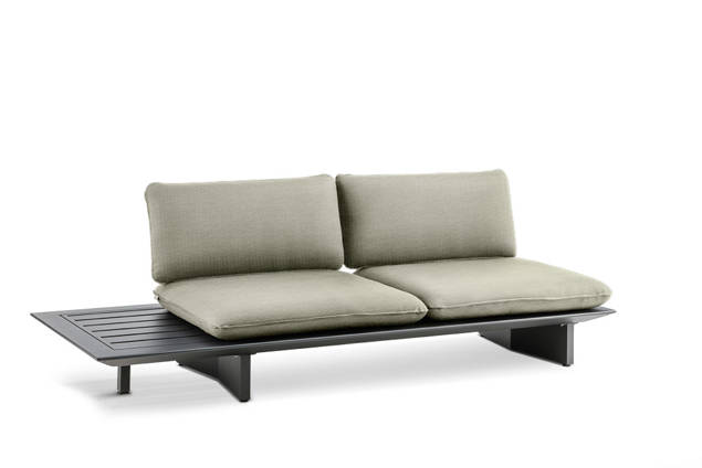Manhattan Banc lounge 2 places avec table d'appoint aluminium