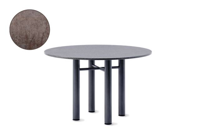 Modern Table de jardin ronde fonte d'acier Ø 115 cm
