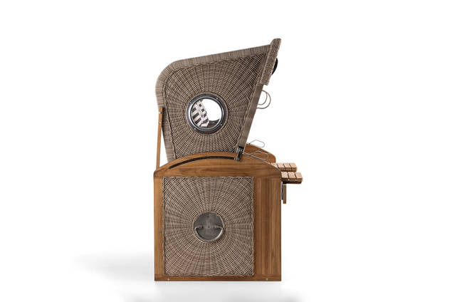 Kampen Strandkorb XL Set Rattan/Holz 4