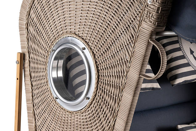 Kampen Strandkorb XL Set Rattan/Holz 6