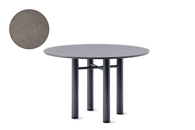 Modern Table de jardin ronde fonte d'acier Ø 115 cm