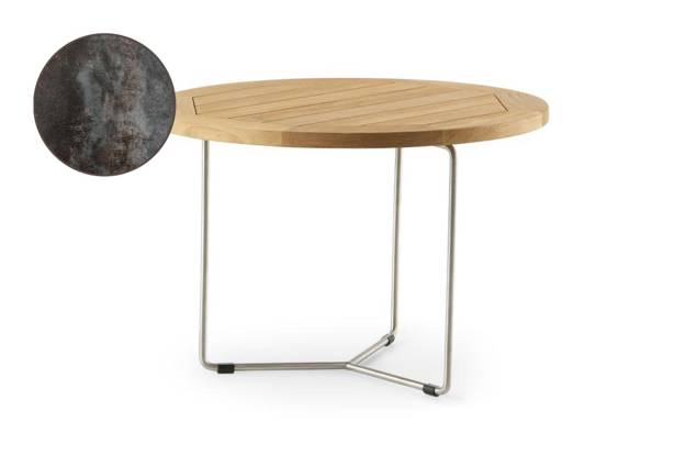 Rügen Table de salon ronde acier inoxydable, hauteur 40 cm Ø 70 cm