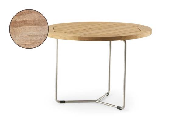 Rügen Table de salon ronde acier inoxydable, hauteur 40 cm Ø 70 cm