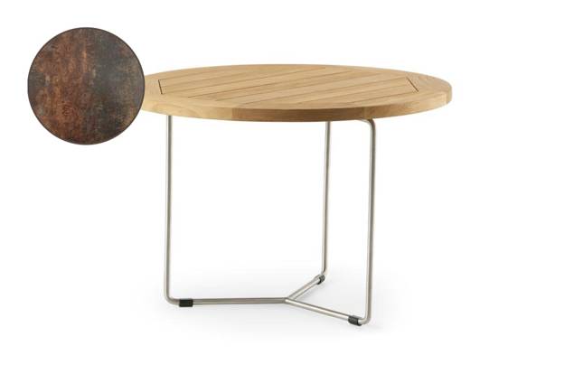 Rügen Table de salon ronde acier inoxydable, hauteur 45 cm Ø 80 cm