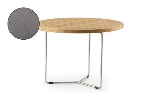 Rügen Table de salon ronde acier inoxydable, hauteur 45 cm Ø 80 cm