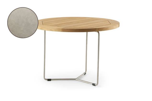 Rügen Table de salon ronde acier inoxydable, hauteur 45 cm Ø 80 cm