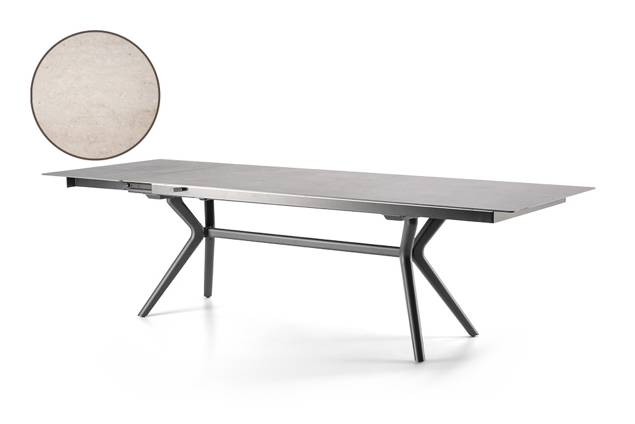 Graz Table de jardin aluminium 160/217x95 cm
