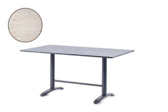 Modern Gartentisch Stahlguss mit Steg 220x100 cm