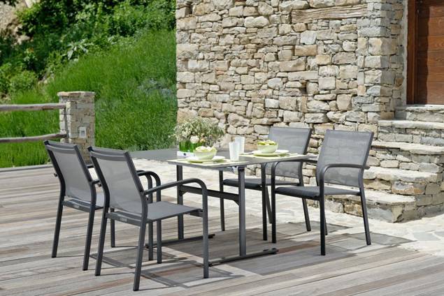Stockholm Table de jardin pliante acier 220x100 cm 5