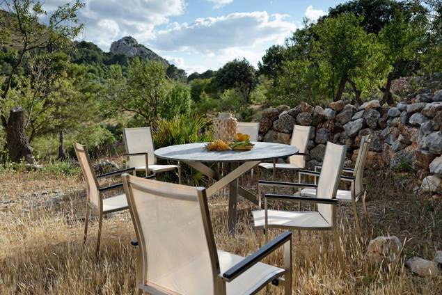 Alaska Table de jardin ronde acier inoxydable, profilé 6x6 4