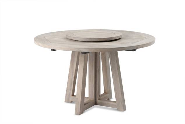 Madeira Gartentisch rund Teak Holz 2