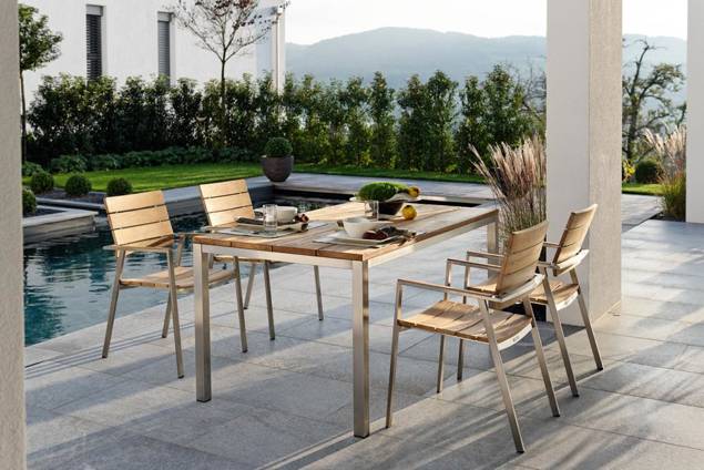 Kopenhagen Table de jardin acier inoxydable 160x90 cm 3