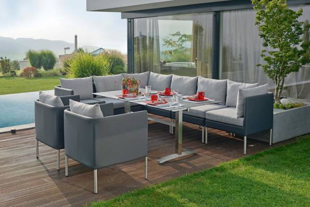 Island Gartentisch Edelstahl, mit Rollen 140x80 cm 2