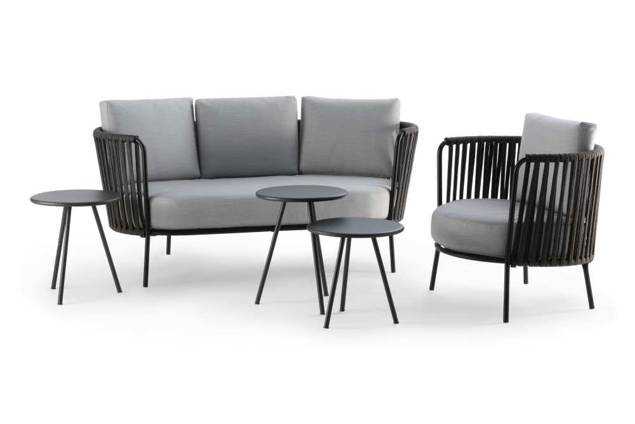 Granada Loungetisch Stahl 3-teilig Ø 40 cm 1
