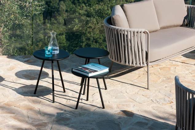 Granada Loungetisch Stahl 3-teilig Ø 40 cm 2