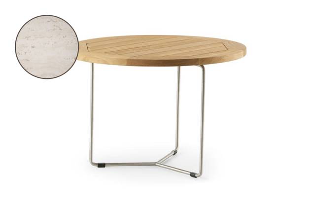 Rügen Loungetisch rund Edelstahl, Höhe 40 cm Ø 70 cm