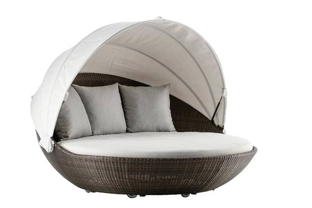 Pula Lit de jardin rond rotin 2