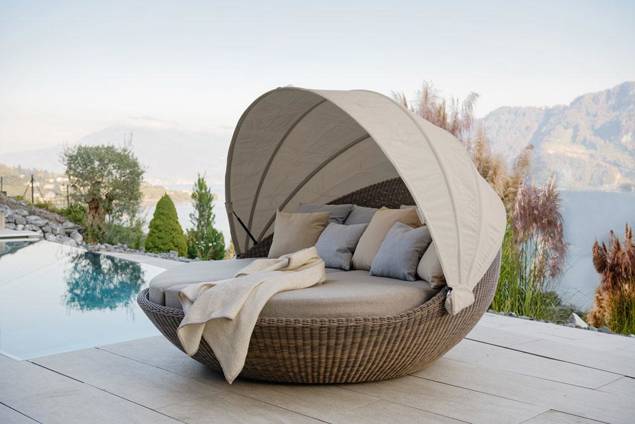 Pula Lit de jardin rond rotin 14