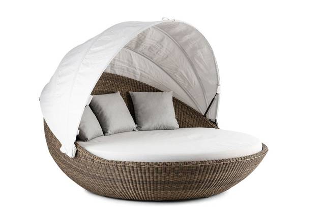 Pula Lit de jardin rond rotin 2