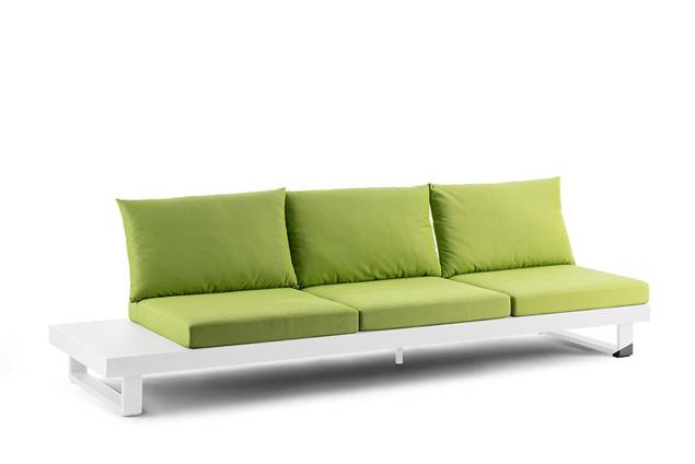 Napoli 3er Loungebank mit Seitentisch Aluminium 1