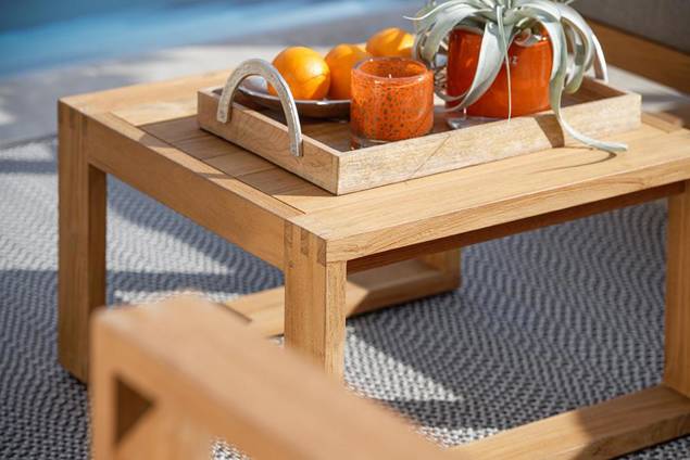 Madeira Loungetisch Teak Holz 60x60 cm 2