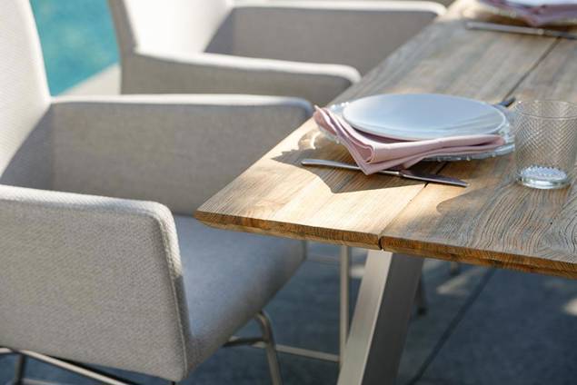 Montana Gartentisch Set Edelstahl/Holz 2