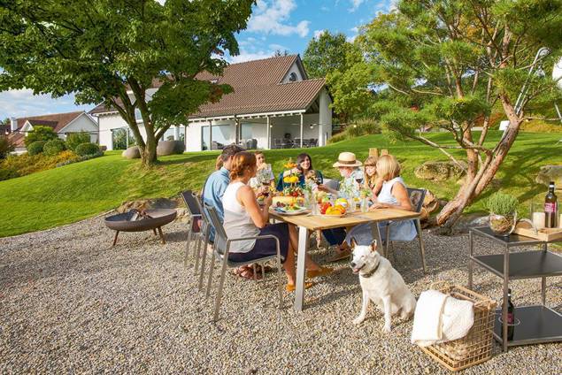 Montana Gartentisch Set Edelstahl/Holz