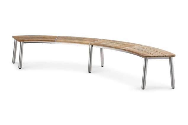 Alaska Set de table de jardin acier inoxydable/bois 2