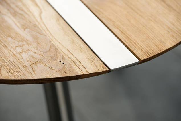 Alaska Set de table de jardin acier inoxydable/bois 3