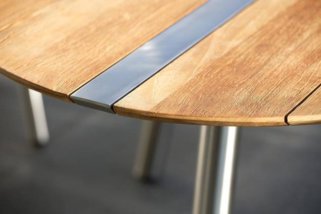 Alaska Set de table de jardin acier inoxydable/bois 4