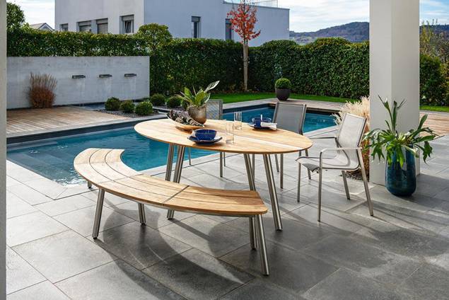 Alaska Set de table de jardin acier inoxydable/bois 